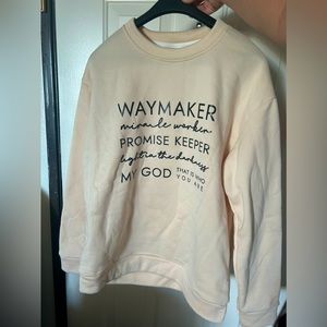 Christian lyric women’s sweater “Waymaker miracle worker promise keeper…”